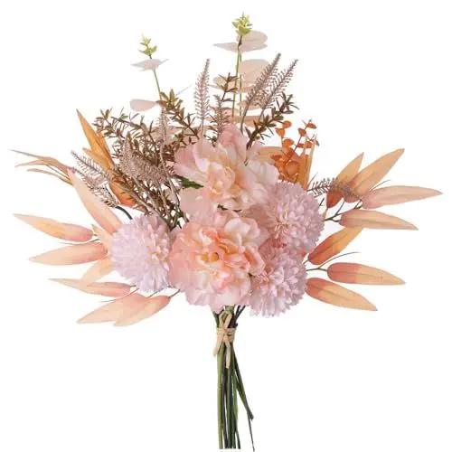 Produktbild: KIRIFLY Kunstblumen Künstliche Pflanzen Blumen Deko Seidenblumen Hortensien Blumenarrangements Kernstück Hochzeit Blumenstrauß(Hellrosa)