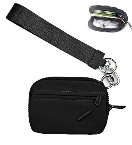 Produktbild: Kirposh The Iris' Wallet 2nd Gen, The Iris' Wallet, Women's Nylon Key chain Wallet, Zippered Card Case Clutch with Keychain ID Window(Black)
