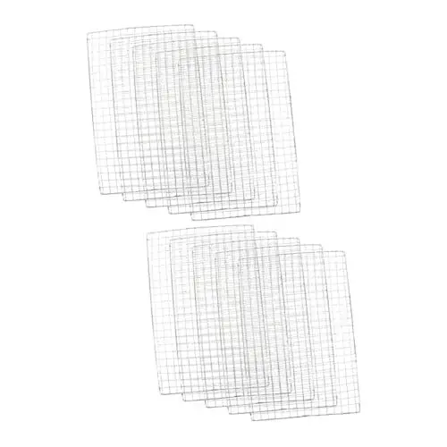 Produktbild: Kisangel 10 STK Grillgitter Grillaufsatz aus Aluminium Charbroil-Grillgestell Barbecue-Grillpads Barbecue-Grillrost Grillnetz Grillfolie Grillmatte Backmatte Grill-Mesh-Pad Rostfreier Stahl