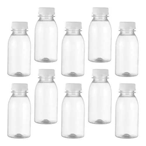 Produktbild: Kisangel 10 Stück Leere Kunststoff-Saftflaschen 100 Ml Milchbehälter Flasche Mit Kappen Mehrweg-Getränkebehälter Für Milchsaftgetränke