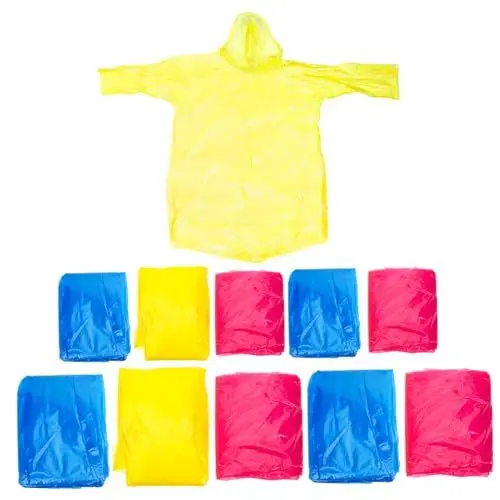 Produktbild: Kisangel Fahrradregenmäntel mit Kapuze 10er-pack Regenponcho für Jungen und Mädchen Großpackung Regenponchos für Erwachsene