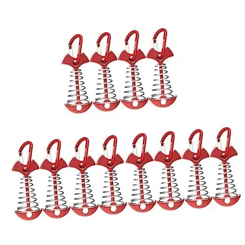 Produktbild: Kisangel 12 STK Fischgräten-Federhaken Outdoor-Zelt Camping zubehör Outdoor-Zubehör Zeltseilversteller Windseilschnalle Schnureinsteller Camping Zeltstangen Fischgräten-Federheringe tragbar