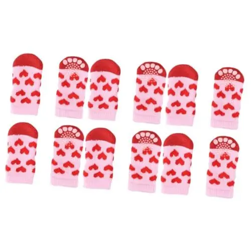 Produktbild: Kisangel 12stücke rutschfeste Baumwollsocken Für Hunde Anti-rutsch-Ankle-socken Für Kleine Bis Mittelgroße Haustiere Farben Zufällig Für Drinnen Und Draußen