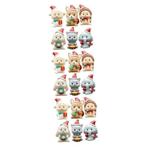 Produktbild: Kisangel 18 Stk Weihnachtskugel büro dekoration bürodekorationen Weihnachtsmann Weihnachtsfiguren kuchen Tierschmuck aus Harz Tiere Tortenaufsatz Karikatur Zylinder Anhänger schmücken