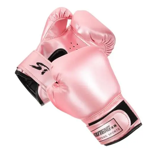 Produktbild: Kisangel 1 Paar Boxhandschuhe für Kinder Übungshandschuh Trainingshandschuhe für Tragbarer Boxhandschuh Handschuh zum Üben Schlagloch Zubehör Thailand Kleinkind PU-Leder Rosa