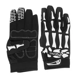Produktbild: Kisangel 1 Paar Handschuhe Für Erwachsene Skelettkostüm Handschuhe Befreien Kurze Schwarze Totenkopfhandschuhe Szene-kleidung Weiß Trainingshandschuhe Herbst Und Winter Männer Und Frauen