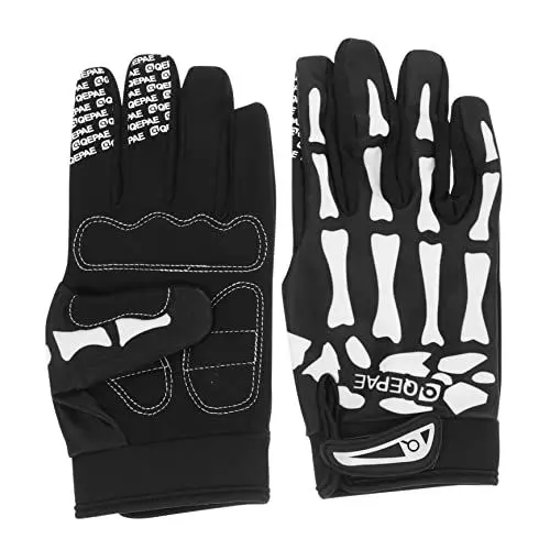 Produktbild: Kisangel 1 Paar Handschuhe Für Erwachsene Skelettkostüm Handschuhe Befreien Kurze Schwarze Totenkopfhandschuhe Szene-kleidung Weiß Trainingshandschuhe Herbst Und Winter Männer Und Frauen