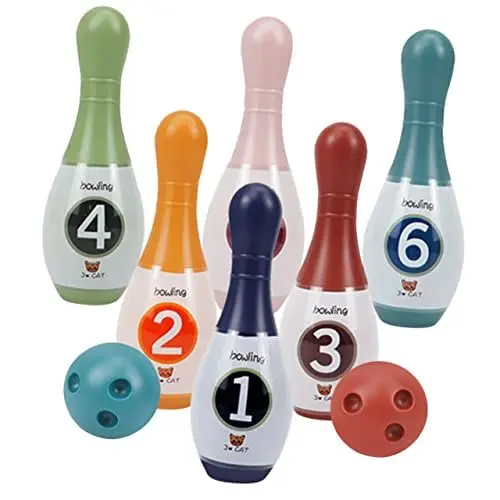 Produktbild: Kisangel 1satz Mädchen Bowling Indoor Spielzeug Für Kleinkinder Mit Bunten Kegeln Und Bällen Fördert Hand-augen-koordination Und Zählfähigkeiten Spaß Für Jungen Und Mädchen