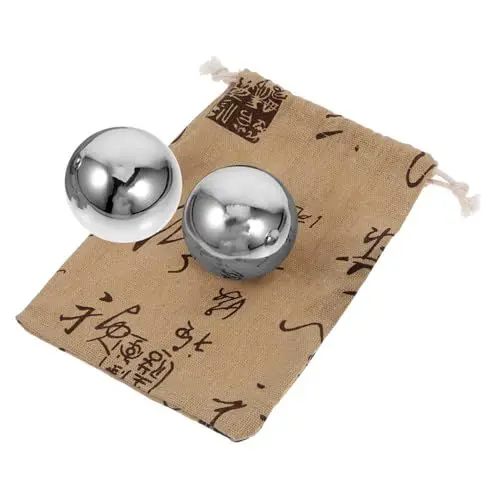 Produktbild: Kisangel 1 Satz Handball Aus Edelstahl Kugeln Für Handroller Dekorative Handbälle Massage Hand Entspannende Bälle Handballen Massieren Massagebälle Für Handübungen Silver Rostfreier Stahl