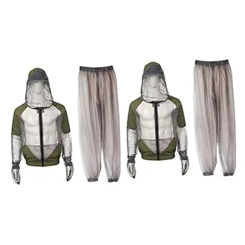 Produktbild: Kisangel 2St -Kleidung Outdoor-Netz Emaille-Kaffeekanne Netzkostüm Jacke Mäntel für Damen Damenblazer Mesh-Kapuzenanzüge Anzug mit Hut Mantel Handschuhe Mesh-Netzwerk einstellen