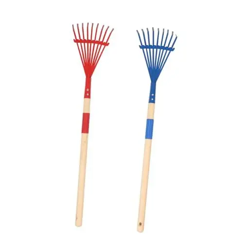 Produktbild: Kisangel 2St Rasenrechen mit Holzgriff Abnehmbarer Gartenrechen Holzgriff Rasenrechen Outdoor Gartengeräte Rasenpflege Rechen Gartenwerkzeug Laubrechen Handrechen für den Garten Eisen