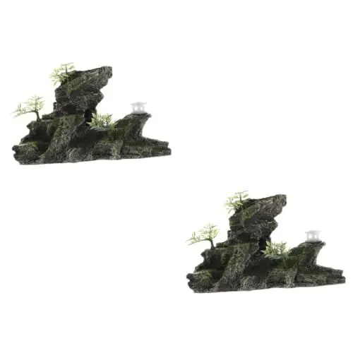 Produktbild: Kisangel 2St Steingarten für Aquarien Steine ​​für Aquarien Aquarium-Felsdekorationen Ornament Felsen Dekorationen für das Schildkrötenbecken Aquariumdekorationen Weihnachten schmücken Harz