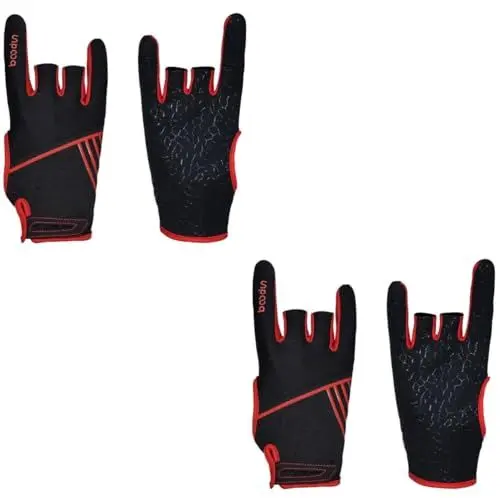 Produktbild: Kisangel 2 Paar Größe L/XL Bowlinghandschuhe Atmungsaktiv - Silikon Sporthandschuhe Für Bowling Rot