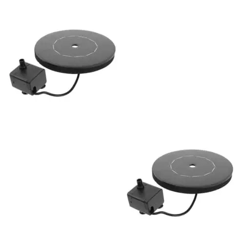 Produktbild: Kisangel 2 STK Solarbrunnen Wasserbrunnen Für Den Garten Solarpanel Wasserspiel Kleiner Korb Mit Deckel Rund Tauchbrunnen Wasserbrunnen Für Vogelbad Käsemühle Mit Handkurbel Perlmutt