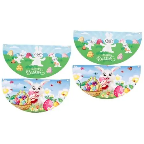 Produktbild: Kisangel 2 Sätze Osterbanner Easter Teigroller Ostern Osterpresente Ostergartenflagge Gartenaccessoires Dekorative Osterfahne Dekorative Gartenflagge Ostervorräte Polyester 2 Stück * 2