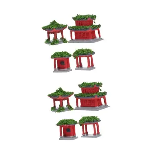 Produktbild: Kisangel 2sets Japanische Pagode Laterne Tor Ornament Für Terrarium Aquarium Dekorationen 4 Stücke * 2