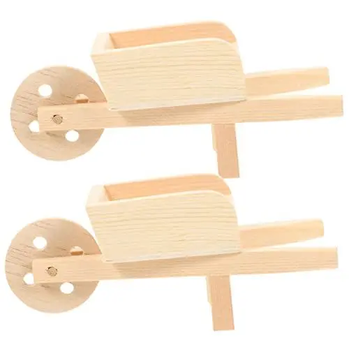 Produktbild: Kisangel 2 Stck. Puppenhaus-wagenkarren-Modelle Miniaturschubkarren Puppenhauswagen, Schubkarren Miniaturkarren-schubkarren Mini-Wagen-schubkarren- Mini-cart-schubkarren Holz