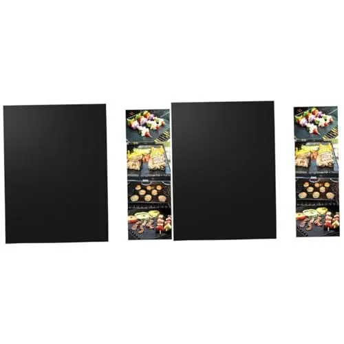 Produktbild: Kisangel 2 Stück Backmatte Grill Kochmatte Grillmatte Ofenauskleidung Grillmatte Grillmatten Für Außengrill Pfanneneinlagen Grillzubehör Für Außengrill Grill Kochmatten Schwarz