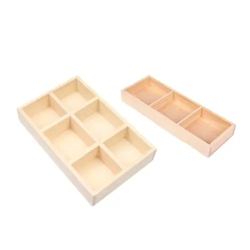 Produktbild: Kisangel 2 Stücke Boxen Blumentopf Tablett Bestecktablett Kinderbesteck Schreibtisch-Organizer Pflanzenbehälter Pflanztopfschalen Schreibtischablagen Rechteckige Pflanzgefäße Hölzern