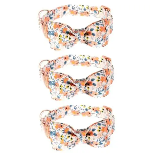 Produktbild: Kisangel 3St Haustierhalsband tierische bescherung weinachtsgeschenke Welpe Bowknot-Krawatte Jungen Hund Schleife Halsband Welpe Krawatte Roségold binden Schnalle Tuch