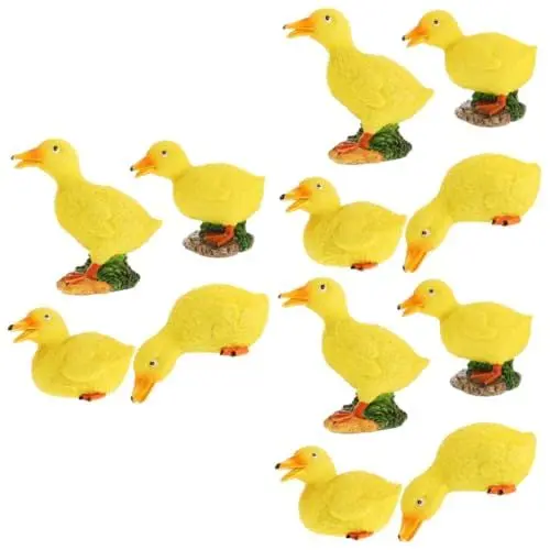 Produktbild: Kisangel 3 Sätze Steingartenbrunnen Garten Gartendekoration Garten Accessoires Garten Dekoration Garten-entenfigur Harzhandwerk Entenstatuen-Requisiten Yellow 4 Stück * 3