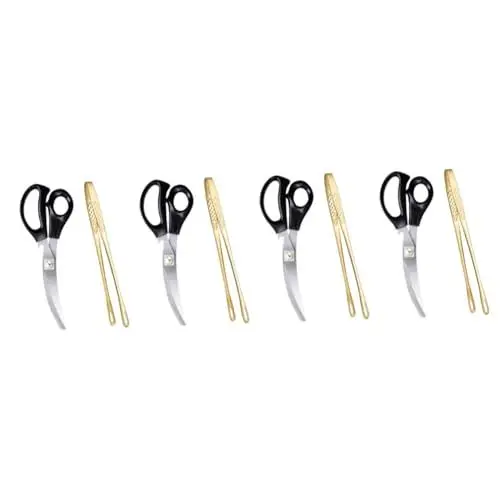 Produktbild: Kisangel 4 Sätze Grillzange aus Edelstahl scherenzange kitchen tools Obstzange Gebrauchsschere Pinzette Zangen zum Servieren von Speisen Fleischschneideschere verlängern