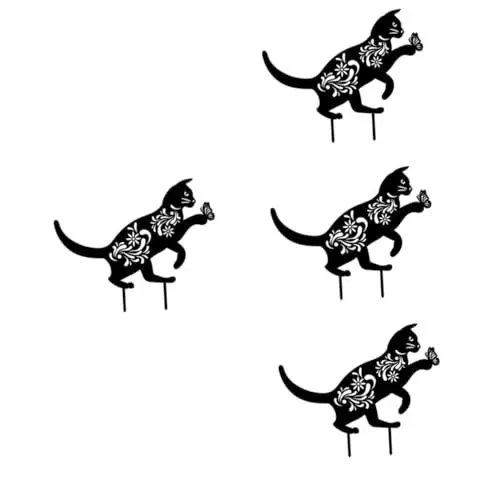Produktbild: Kisangel 4 Stück Dekorative Bodeneinlage „Kätzchen“. Gartenkatze Dekoration Tier-Dekoration für den Garten Katze-Garten-Statue Katzenpfähle Katzengartendekoration im Freien Katzenpfahl