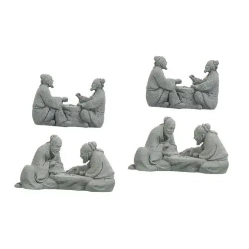 Produktbild: Kisangel 4 Stück Schach Alter Mann Figur Miniatur-glasornamente Fischerjungen-Statue Chinesisches Dekor Einzigartige Bonsai-verzierung Winzige Behälter Ältere Haushalt Schmuck Sandstein