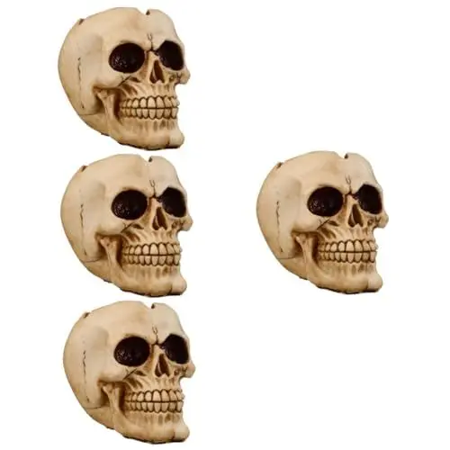 Produktbild: Kisangel 4 Stück Schädeltopf Halloween Dekoration Halloween Decoration Zuckerschüssel Schädel-Statue-Skulptur Blumentöpfe für Zimmerpflanzen Töpfe für Pflanzen Saftiger Blumentopf Goth-Vase