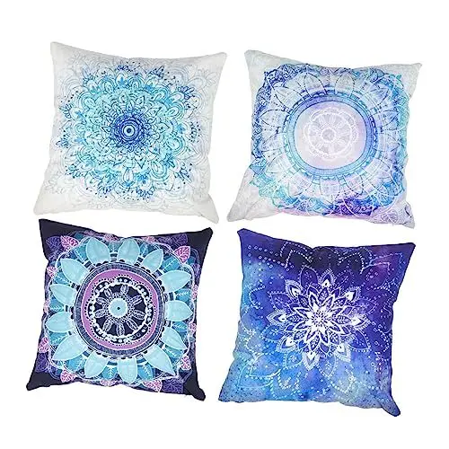 Produktbild: Kisangel 4 Stück Wasserdichter Kissenbezug Boho Outdoor-Kissen Draussen Wohnkultur Kissen Für Sofa Luxus-wurfkissen Außenabdeckung Süße Kissenhülle Flachs Stuhl Schlafen