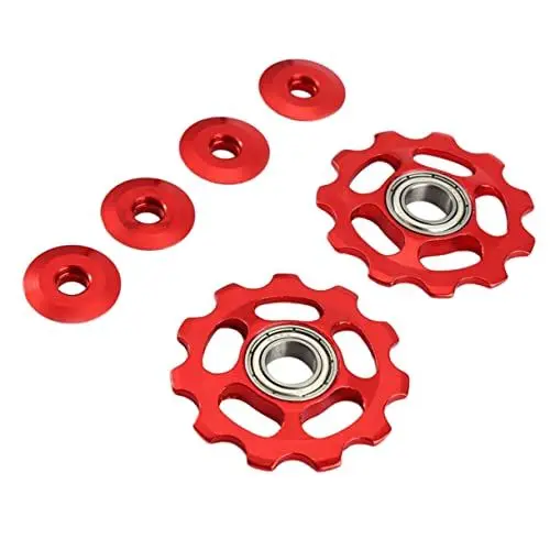 Produktbild: Kisangel 4 Stücke Aluminiumlegierung Schaltwerk Riemenscheibe 11t für Schwarz Rot - Dauerhafte Einfache Installation