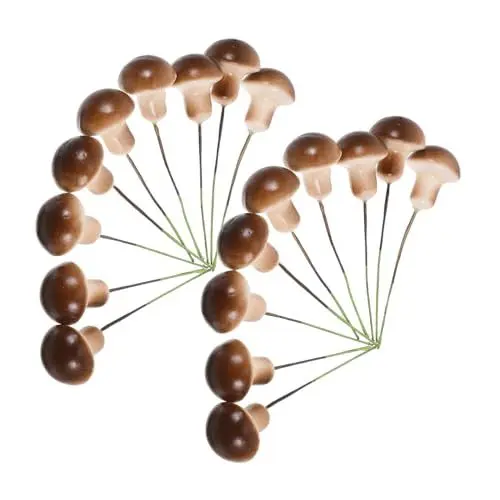 Produktbild: Kisangel Mini-Pilze Schaumpilze für Gartendekoration, 50 Stück Dunkelbraune Miniaturpilze für DIY-Mikrolandschaften, Sukkulenten, Feenkuchendeckel und Gartenparty