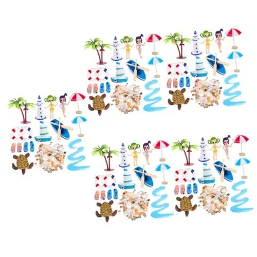 Produktbild: Kisangel 55 STK Mini-Strandkugel Puppenhaus-Strandzubehör Zubehör für Angelboote Spielzeug Ornament Miniatur-Strandfiguren Miniatur-Strandzubehör zum Basteln Kuchen