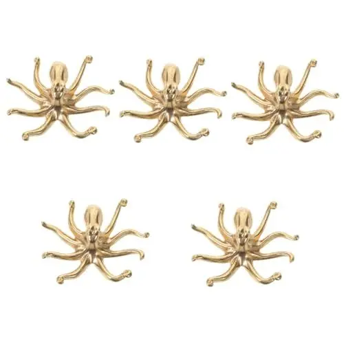 Produktbild: Kisangel 5st Gartenschrank Schranktürknöpfe Kleiderschrankgriff Kommodenknöpfe Für Mädchen Octopus Schrankknopf Oktopus-schubladenzüge Schrankknöpfe Kommodengriffe Im Maritimen Stil Messing