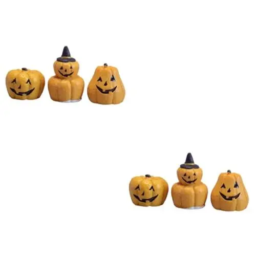Produktbild: Kisangel 6 STK Harz-Halloween-Mini-Kürbis Halloween-Mini-Desktop Modelle Wohnkultur Halloween-Kürbis-Ornament Kürbis-Desktop-Ornament Japanischer Stil schmücken Ornamente Statue Kind