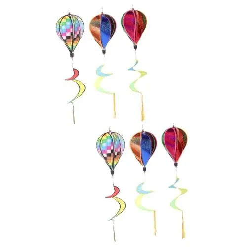 Produktbild: Kisangel 6 Stück Regenbogen-Windrad Vogelspinner Außendekoration Außenwindsack Gartendekoration Spiralwind-Mobile Heißluftballons Spiralballon-Drehmaschine Windmühle Tuch Zum