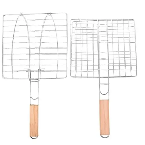 Produktbild: Kisangel Außengrills 6 STK Grillnetz Grillkorb aus Edelstahl Kabob-Grill Grillrost Ballonpumpe BBQ-Fischgrillkorb BBQ-Fisch-Grillkorb Hamburger Grillwerkzeug galvanisiertes Eisen