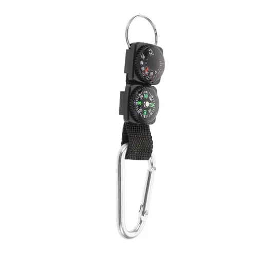 Produktbild: Kisangel Bergsteigerkompass kompakter Kompass Wanderkompass Taschenkompass Kompass-Camping Outdoor-Kompass Outdoor Kompass Karabiner Kompass Karte Kompass Campingzubehör Kieselgel Black
