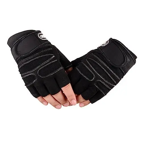 Produktbild: Kisangel Fingerlose Handschuhe Laufhandschuhe Fahrradhandschuhe Fahrradfahren Fitnesshandschuhe Gymnastikhandschuhe Mit Handgelenkstütze Sport rutschfeste Nelkenschutzhandschuhe