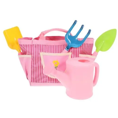 Produktbild: Kisangel Gartenset Teilig mit Gießkanne Handspaten Rechen und Tragetasche Kindgerechte Bunte Gartengeräte für Mädchen und Jungen Fördert Praktische Fähigkeiten und Naturerlebnis