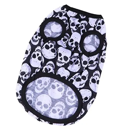 Produktbild: Kisangel Halloween Haustier T Shirt Ärmel mit Skelett Design für Hunde Kleidung für Halloween Partys und Entspannte Am Strand