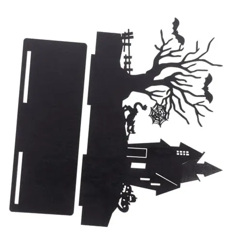 Produktbild: Kisangel Halloween-ornamente Spukhaus Tischdeko Halloween-tischschild Spukhaus Figur Kaminsims-tischschild Halloween-mittelstücke Für Tische Halloween Tischdekoration Black Hölzern