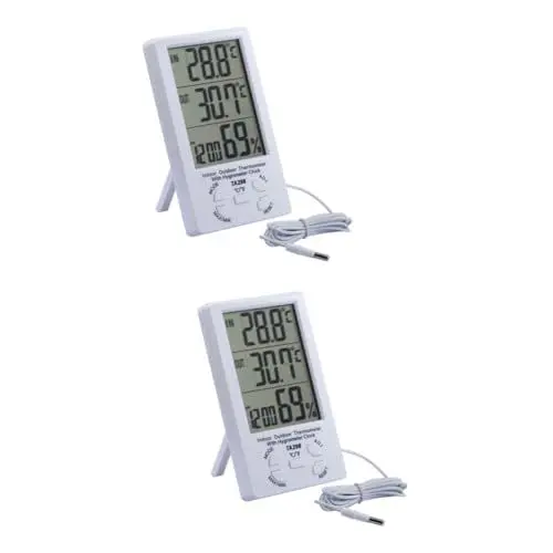 Produktbild: Kisangel Innenhygrometer 2st Raumthermometer Innen Hygrometer Monitor Kind Indikator Großer Bildschirm Weiß LCD-Thermometer