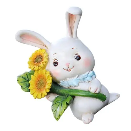 Produktbild: Kisangel Kaninchen-verzierung Kaninchen-tierfigur Gartentierstatuen Süßes Hasenmodell Osterfiguren Für Den Außenbereich Sonnenblumen-Hasen-skulptur Feengartenhase Harz Karikatur Zubehör