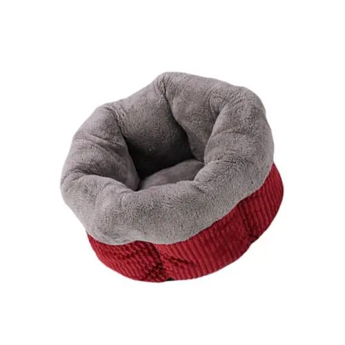 Produktbild: Kisangel Warmes Katzenbett Aus Fleece Ohne Boden Bettwäsche Katzennest für Hauskatzen und Hunde Rot Größe S