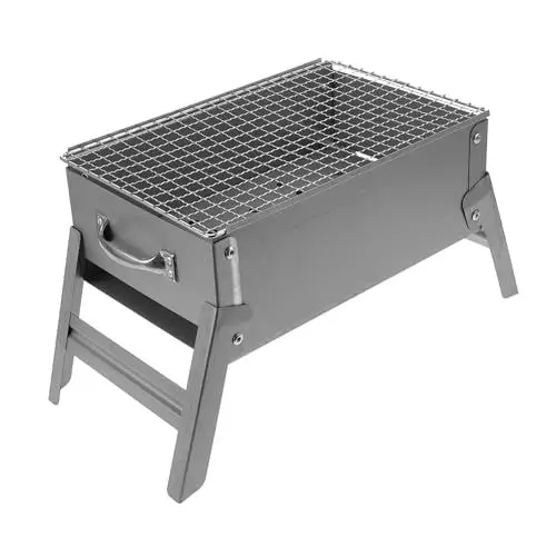 Produktbild: Kisangel Faltbarer Grill Für Camping Und Tragbarer Holzkohlegrill Mit Feinem Netz Für Grillabende Im Freien Einfach Zu Bedienen Und Leicht Zu Reinigen
