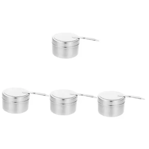 Produktbild: Kisangel 4 Stück Tabletts zum Aufwärmen von Speisen Chafing Dish Brennstoffhalter heißer Topf Mini-Heizung Kraftstoffbehälter Brennstoffhalter für Chafer UFO-Typ einstellen Korn Halterung