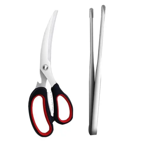 Produktbild: Kisangel Outdoor-Zubehör 2st Schere Essen Geflügelschere Edelstahl- Kit Kräuterschere Lebensmittelzangen Aus Metall BBQ- zangen geräte- Set. Meeresfrüchte Edelstahl 304 Toaster