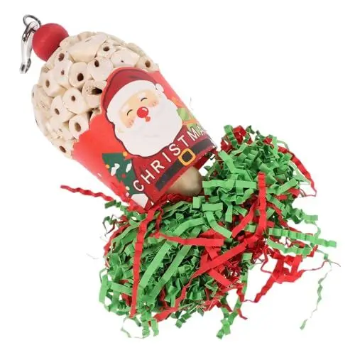 Produktbild: Kisangel Papageienspielzeug Im Weihnachtsstil Kauspielzeug für Vögel Zum Aufhängen für Papageien Vogelkäfig Dekoratives Beißspielzeug Kuschelknochen für Ziervögel