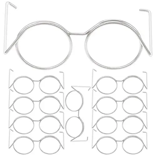 Produktbild: Kisangel Schnapsgläser 10 Paar Puppenbrillen Metalldrahtrand Klare Gläser Brillen Kleine Puppenbrillen Mini-Sonnenbrillen Puppen-Anziehbrillen Mini-Puppen Kostümzubehör (Silber) Spielzeug